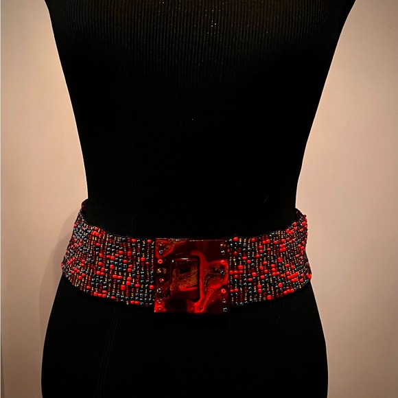 Stunning stretchy multicolored bead belt, Small to slightly Med-Never Used - Picture 2 of 11